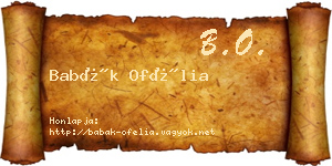 Babák Ofélia névjegykártya